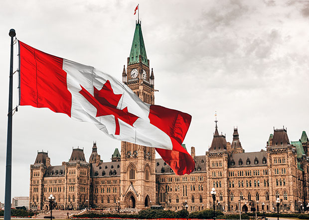 National day in ottawa with national flag - stock photo