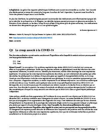 Le croup associé à la COVID-19