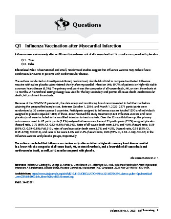 Influenza Vaccination after Myocardial Infarction