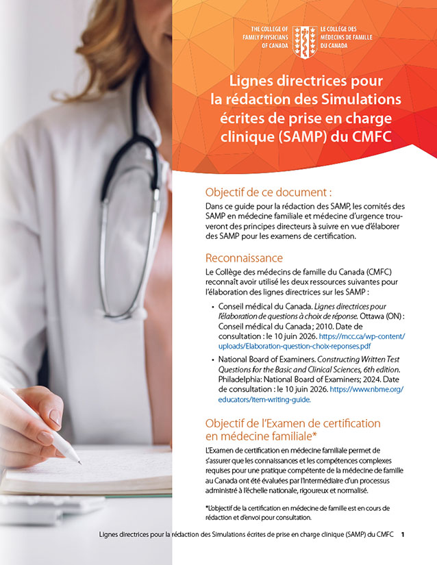Les lignes directrices pour la rédaction des SAMP