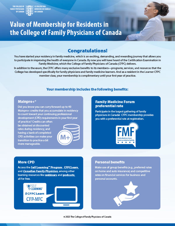 Value of Membership for Residents in the College of Family Physicians of Canada