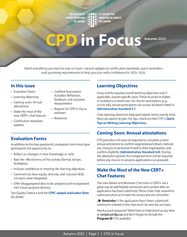 Download the latest issue of CPD in Focus