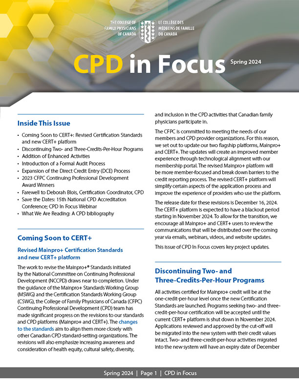 Download the latest issue of CPD in Focus