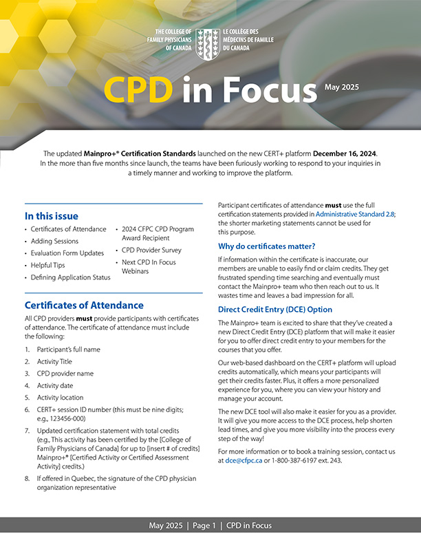 Download the latest issue of CPD in Focus