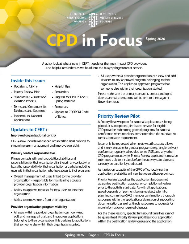 Download the latest issue of CPD in Focus