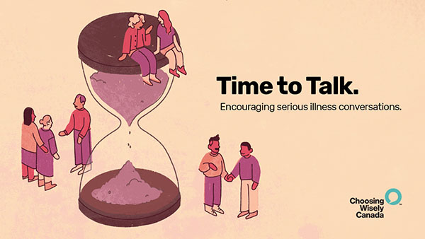 Banner graphic for text Time to Talk: Encouraging serious illness conversations. 