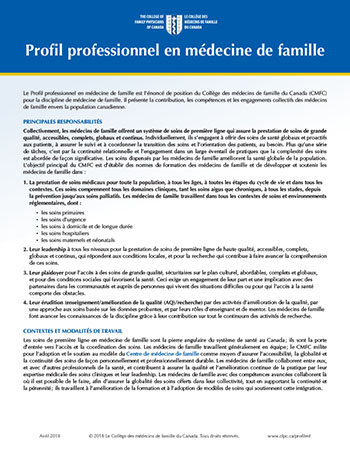 Profil professionnel en médecine de famille