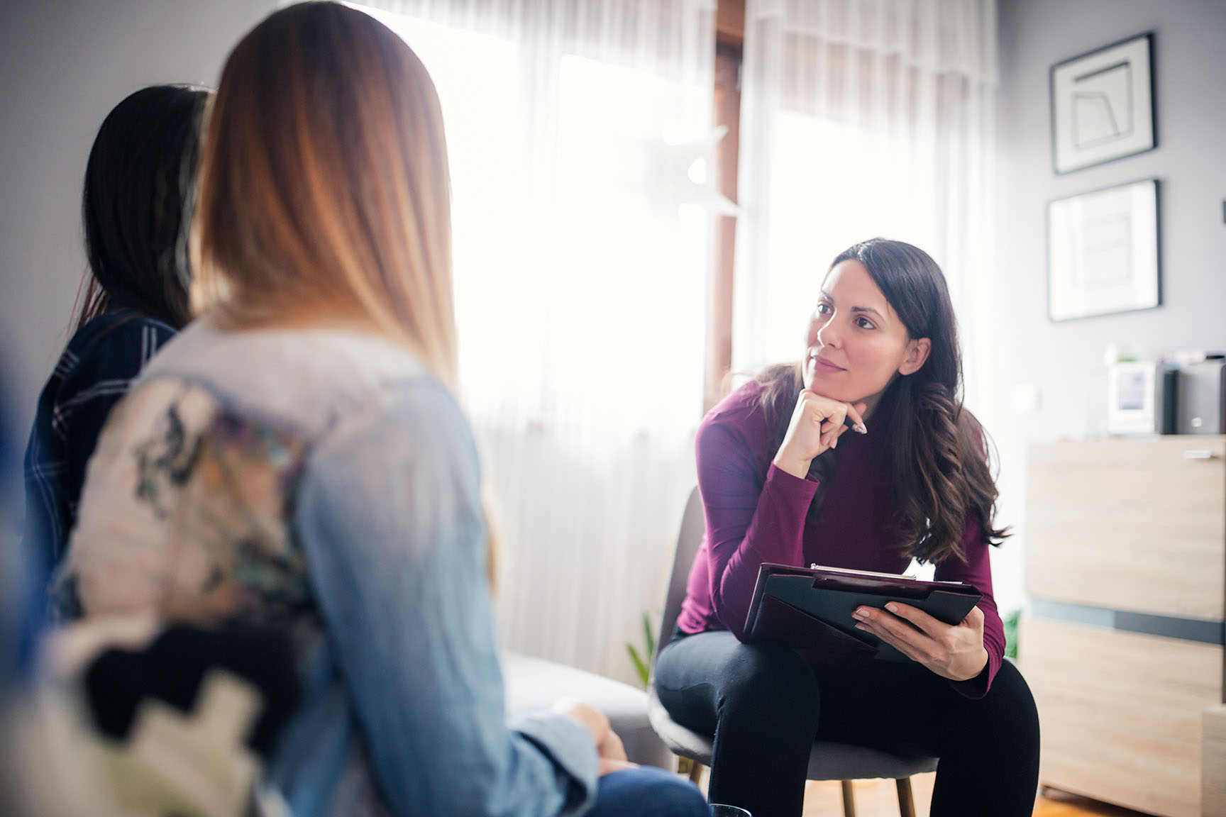 Home counselling - stock photo Girlfriends on home counseling sessions.