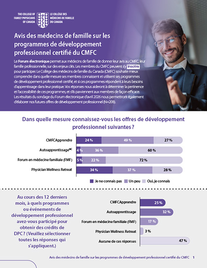 Avis des médecins de famille sur les programmes de développement professionnel certifié du CMFC