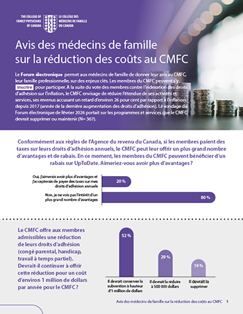 Avis des médecins de famille sur la reduction des couts au CMFC