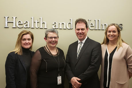 Group photo of Dr. Kathie McNally, Heather Mullen, Hon. James Alyward, Dr. Kristy Newson