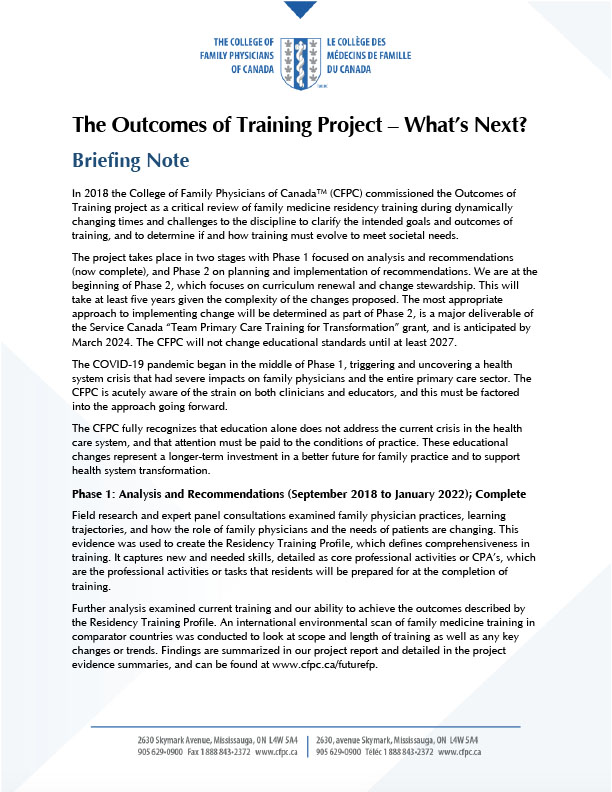 The Outcomes of Training Project – What’s Next?