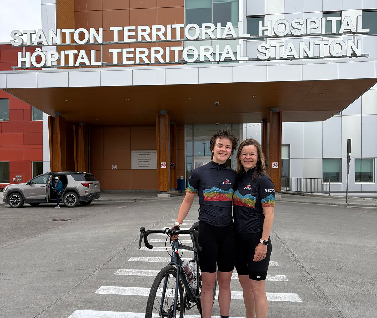 Dr. Sarah Cook and her daughter Kira Young at the start of the1,600 km Stanton to Stollery Ride, the Long Ride for Closer Care.