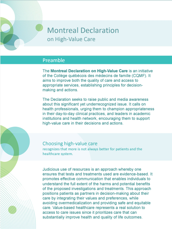 Newly released! The Montreal Declaration on High-Value Care