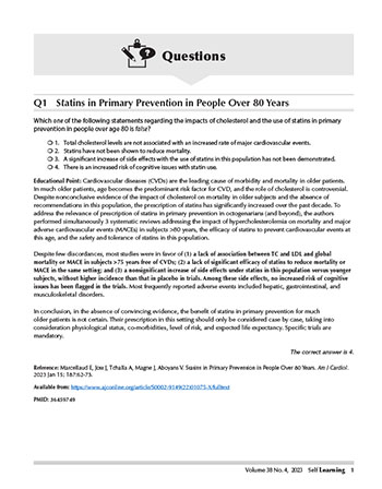 Q1 Statins in Primary Prevention in People Over 80 Years