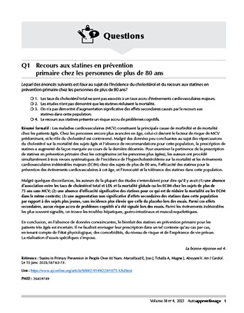 Q1 Recours aux statines en prévention primaire chez les personnes de plus de 80 ans
