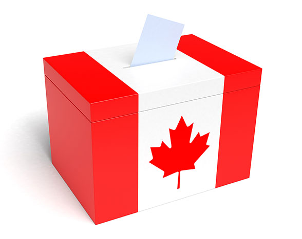 Canadian Flag Ballot Box Canadian Election - stock photo