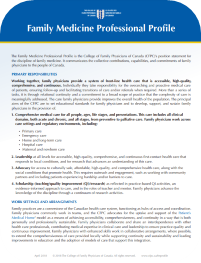 Family Medicine Professional Profile cover