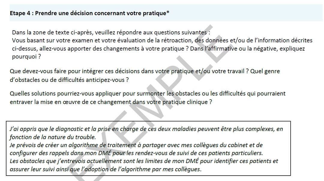 Etape 4 : Prendre une decision concernant votre pratique