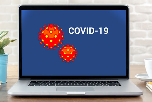 laptop computer with webinar screen