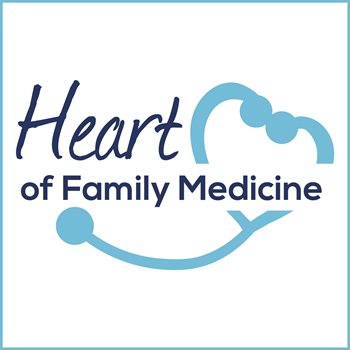Image reads, Heart of Family Medicine and has a stethoscope picture in it.